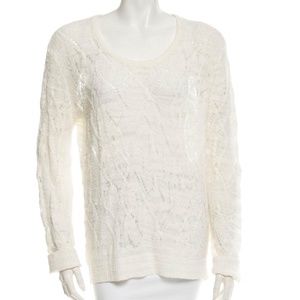 rag & bone offwhite open weave long sleeve sweater